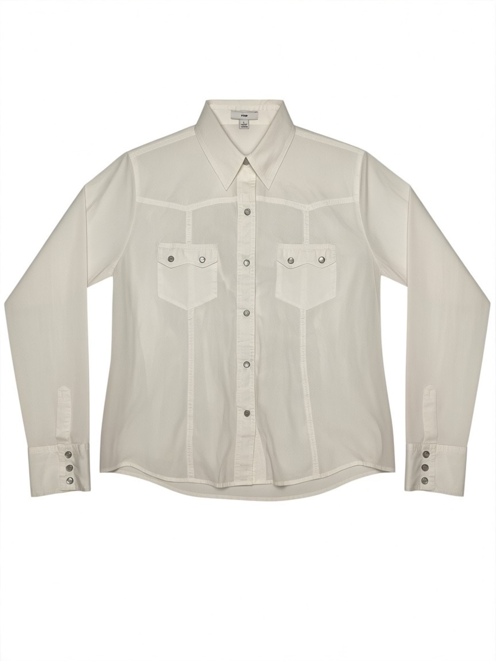 Modern Cowgirl Lightweight Ivory Western Yoke Pearl Snap Blouse 100% Cotton